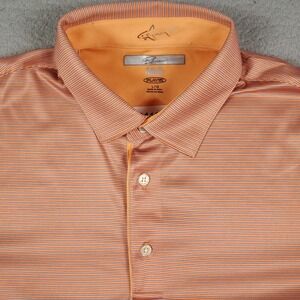 Greg Norman Orange Striped Golf Casual Mens Short Sleeve Polo Shirt Size Large